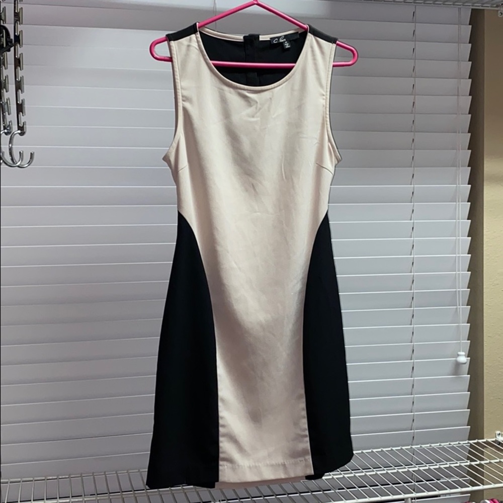 Nude and black dress